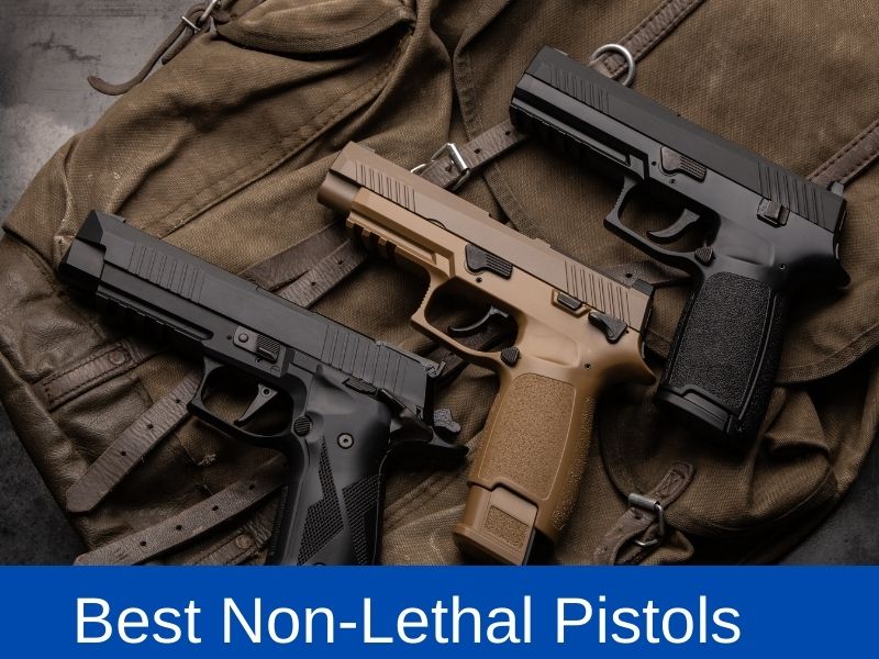 picture of non lethal pistols in plain view of a less gun holder