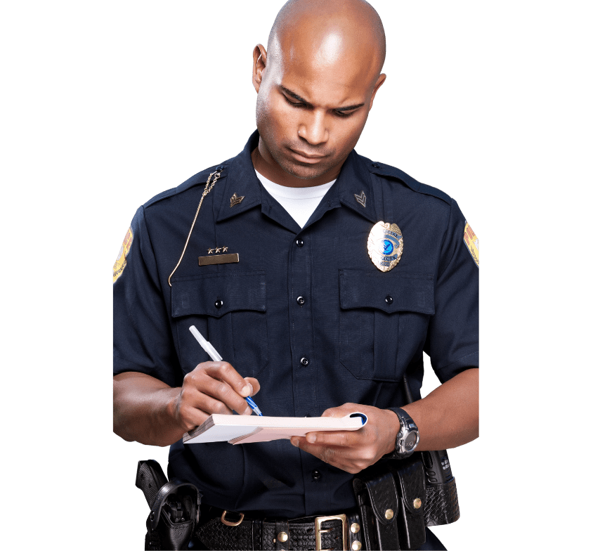 police officer with a notepad