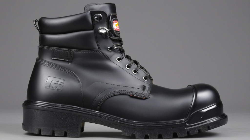 Stylish and durable steel toe boots, Sleek black leather finish, Reinforced toe cap for maximum protection, Comfortable and supportive fit, Ideal for heavy-duty work environments, Non-slip rubber sole for added traction, Reliable and long-lasting, Perfect for industrial workers and construction professionals, High-quality craftsmanship, Versatile and functional design